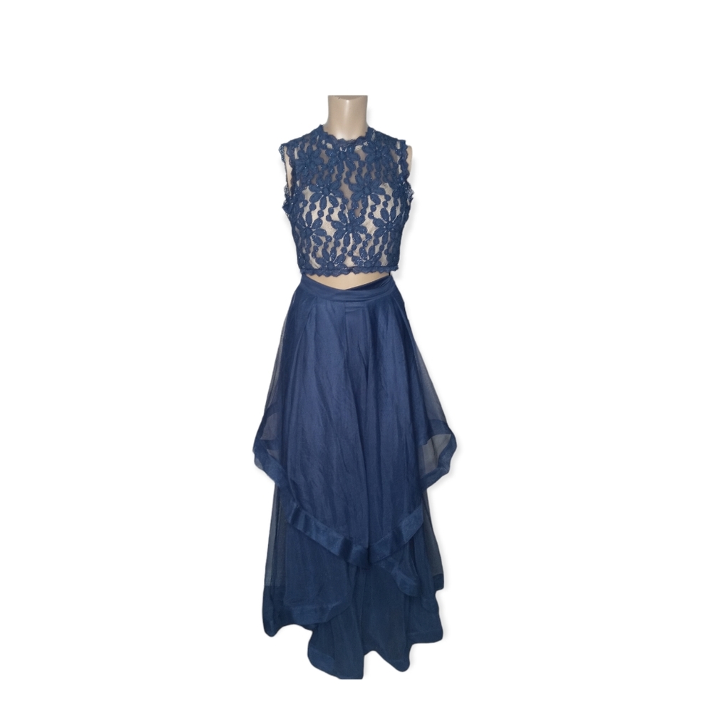 Xtraordinary blue Luxury Long Evening Dresses Formal Party Wear 2pc size 1
